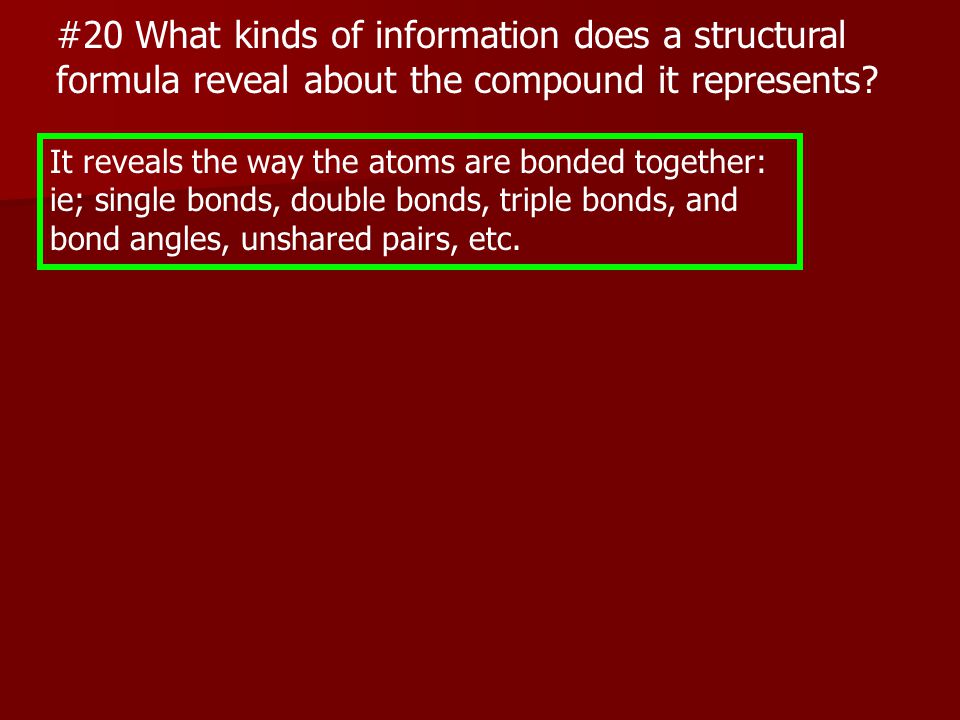 #20 What kinds of information does a structural