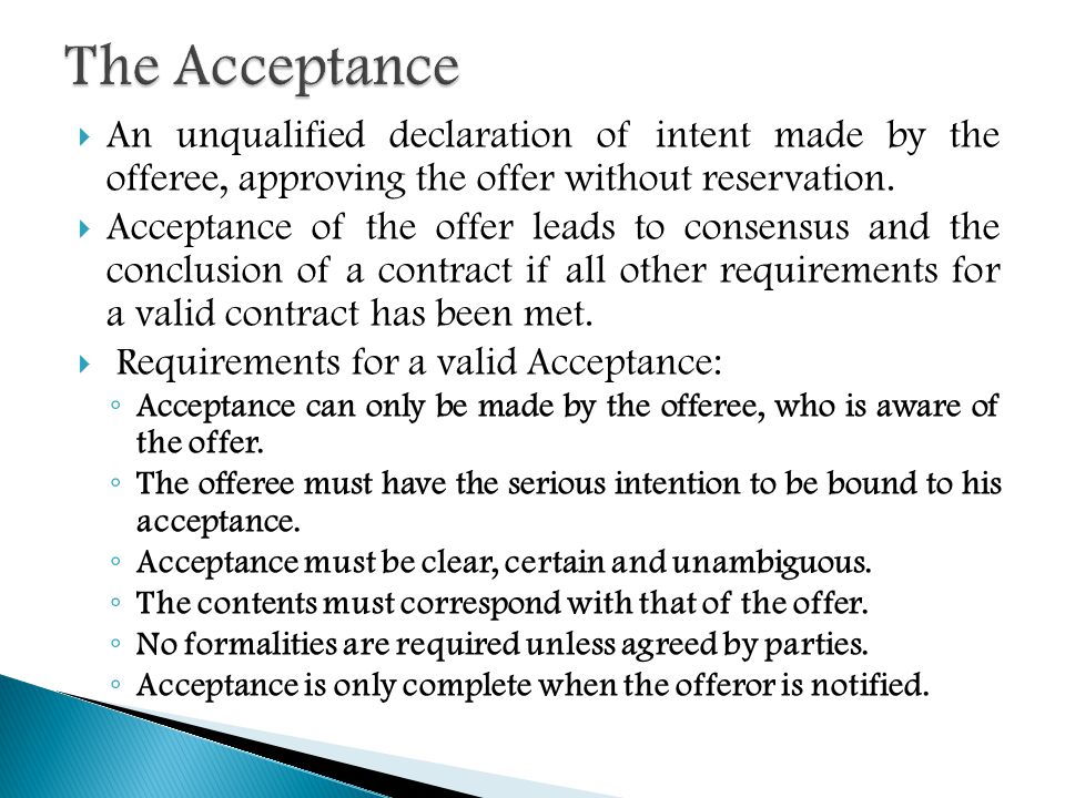 requirements of a valid acceptance