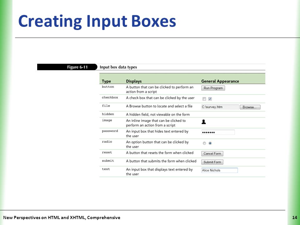 Creating Input Boxes New Perspectives on HTML and XHTML, Comprehensive