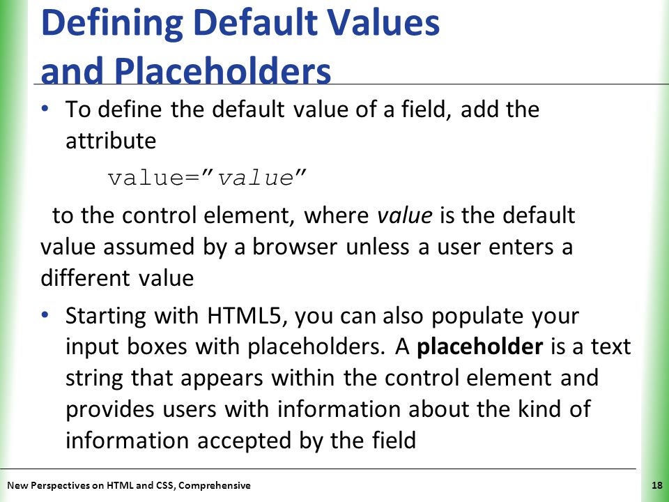 Defining Default Values and Placeholders