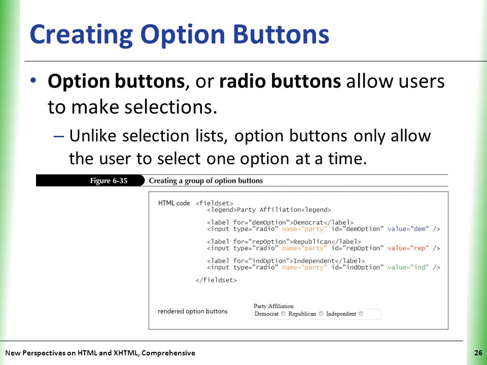 Creating Option Buttons