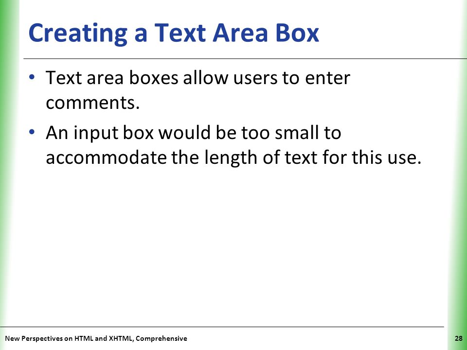 Creating a Text Area Box