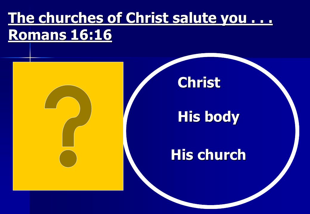 The churches of Christ salute you Romans 16:16