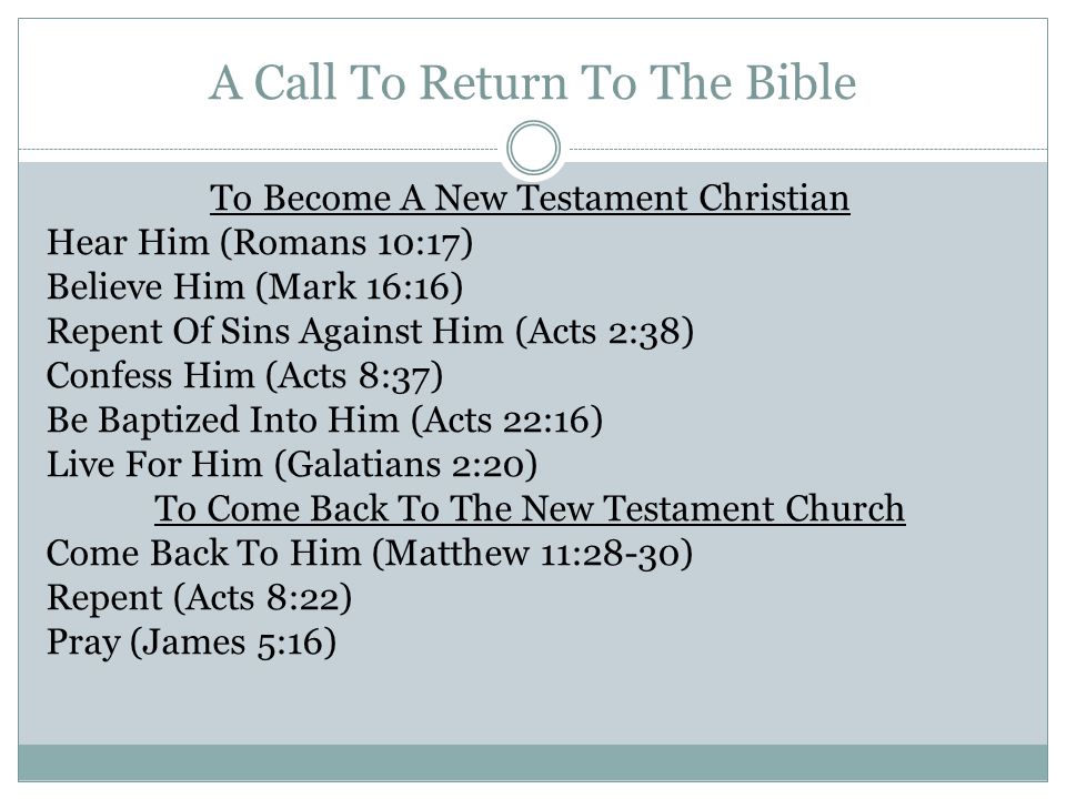 A Call To Return To The Bible