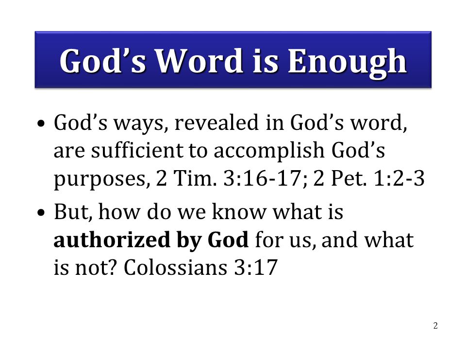 BASICS CLASS 2010 #6 - How to Establish Bible Authority. God’s Word is Enough.