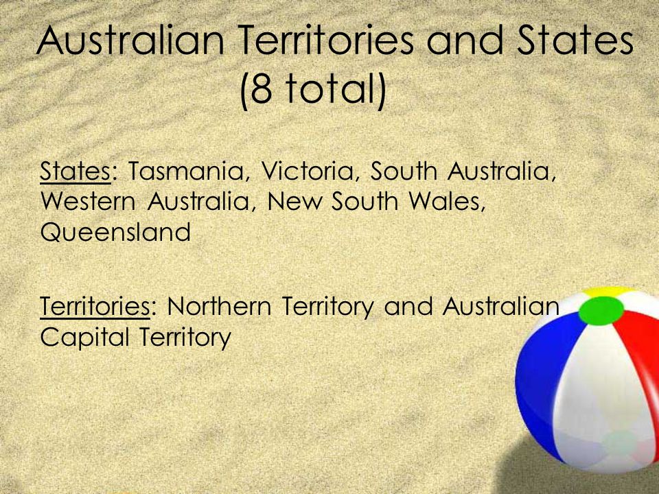 Australian Territories and States (8 total)