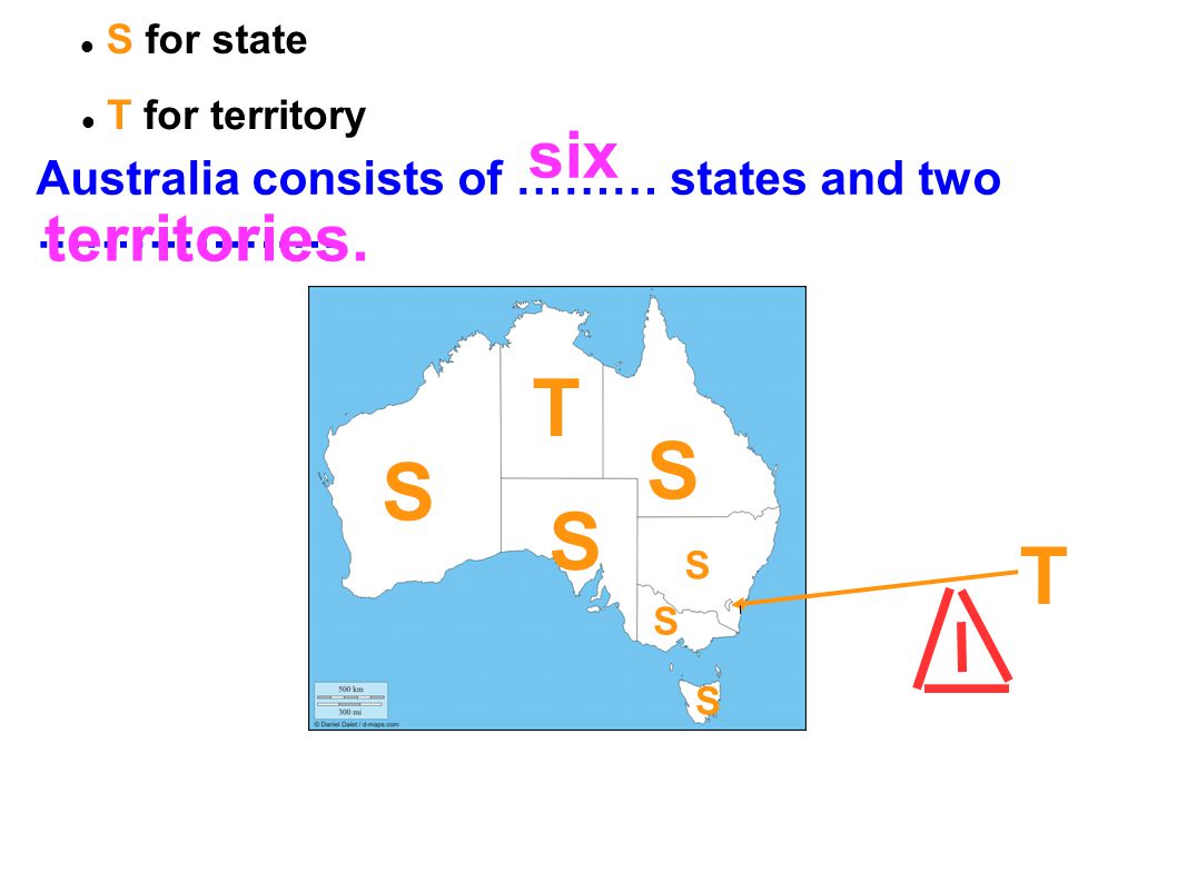 T S S S T six territories. Australia consists of ……… states and two