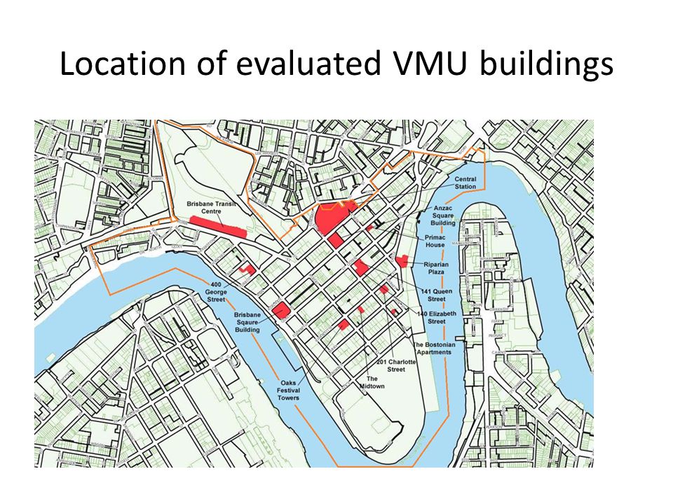 Location of evaluated VMU buildings