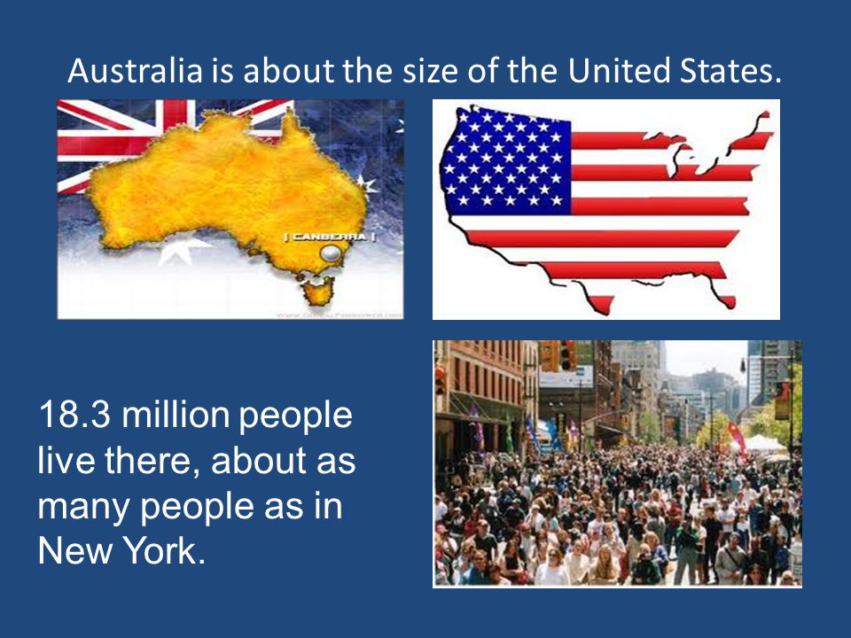 Australia is about the size of the United States.