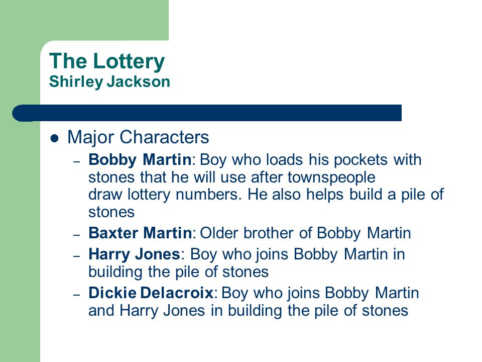 The lottery by shirley jackson characters
