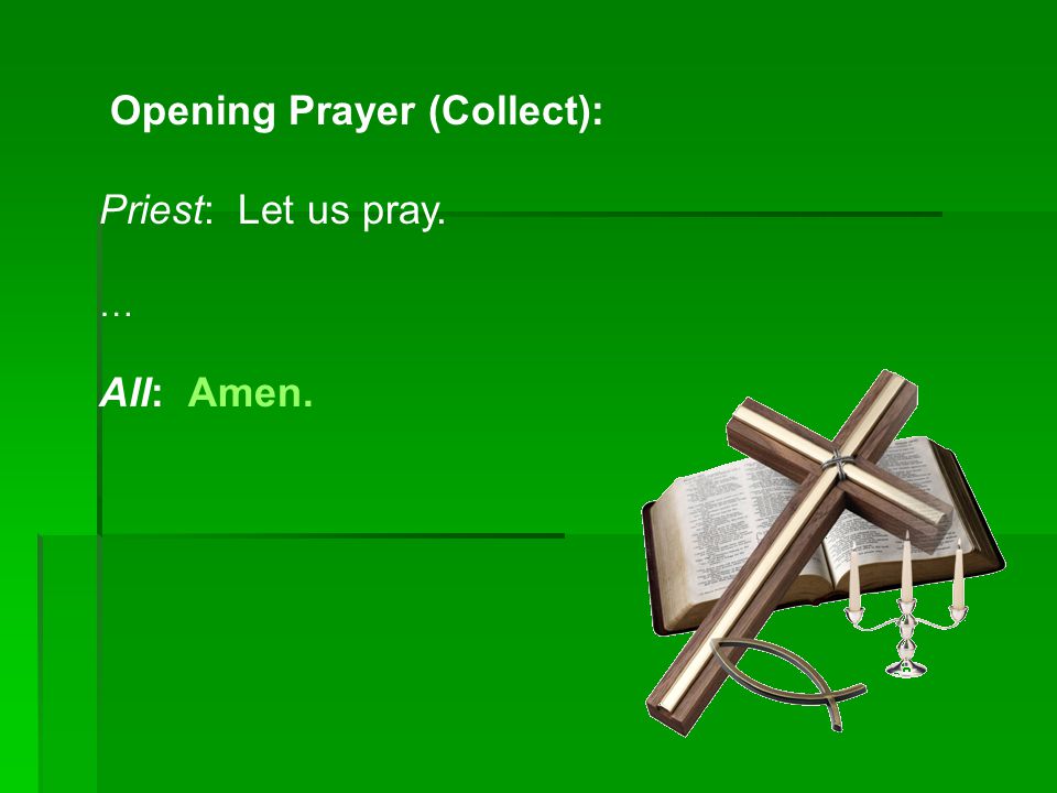 Opening Prayer (Collect): Priest: Let us pray.