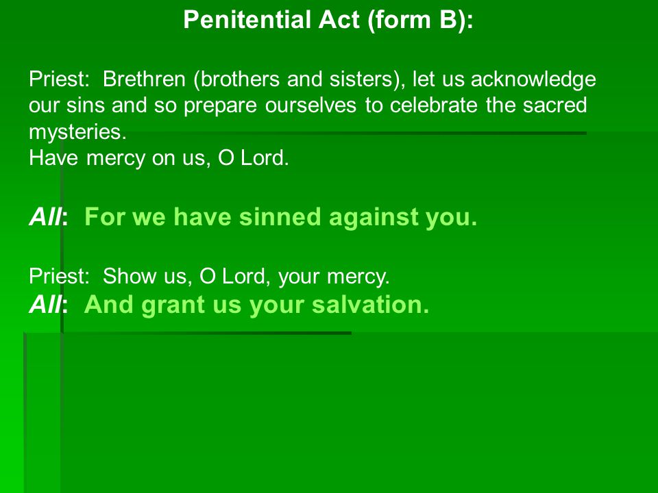 Penitential Act (form B):