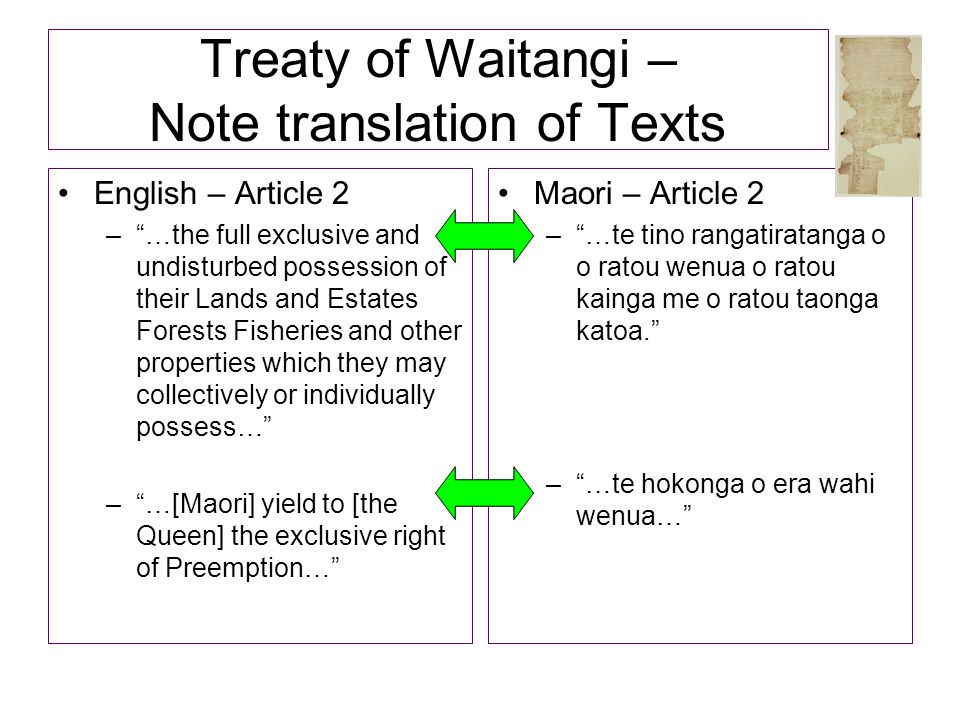 Note that перевод. The Treaty of Waitangi. Договор Вайтанги.