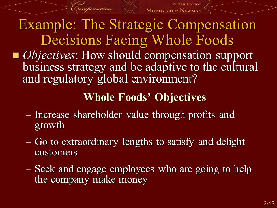 Example: The Strategic Compensation Decisions Facing Whole Foods