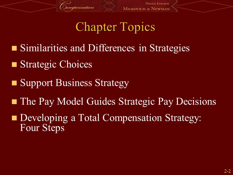 Chapter Topics Similarities and Differences in Strategies