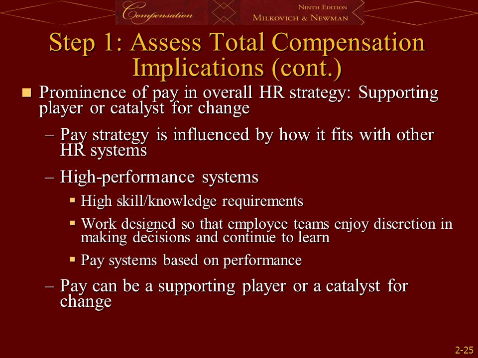 Step 1: Assess Total Compensation Implications (cont.)