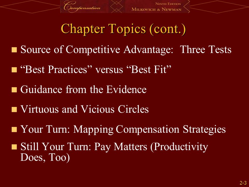 Chapter Topics (cont.) Source of Competitive Advantage: Three Tests