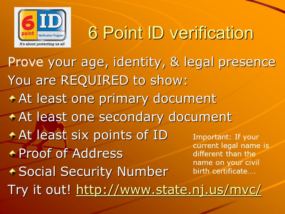 Nj Mvc 6 Point Id Verification Chart Chapter 1 Pg 6 26 New Jersey Driver License System Ppt Video Online Download