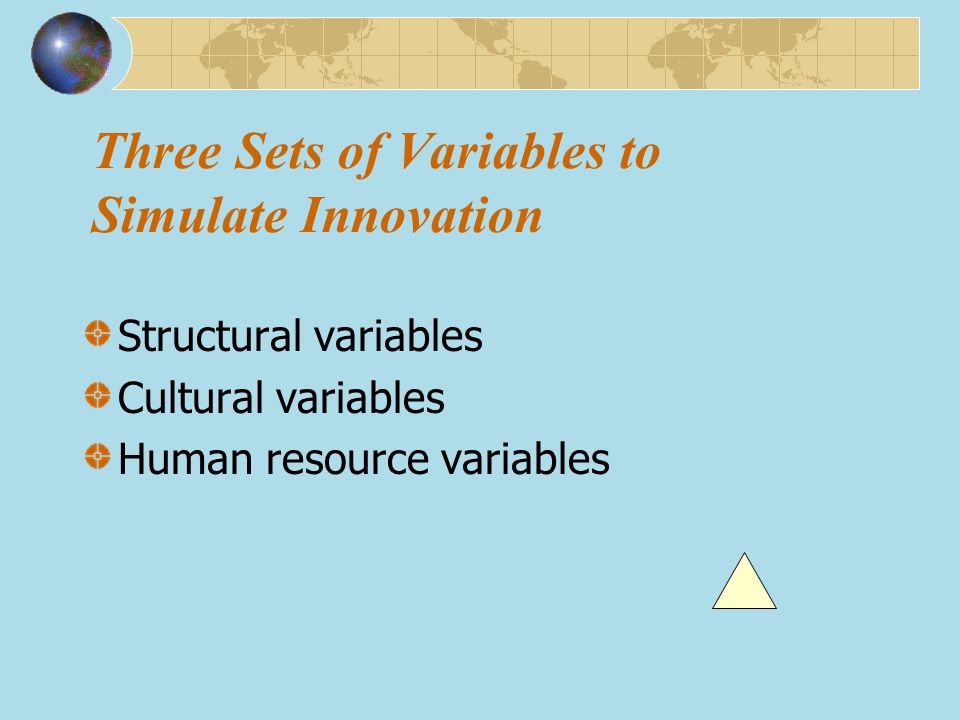 Three Sets of Variables to Simulate Innovation
