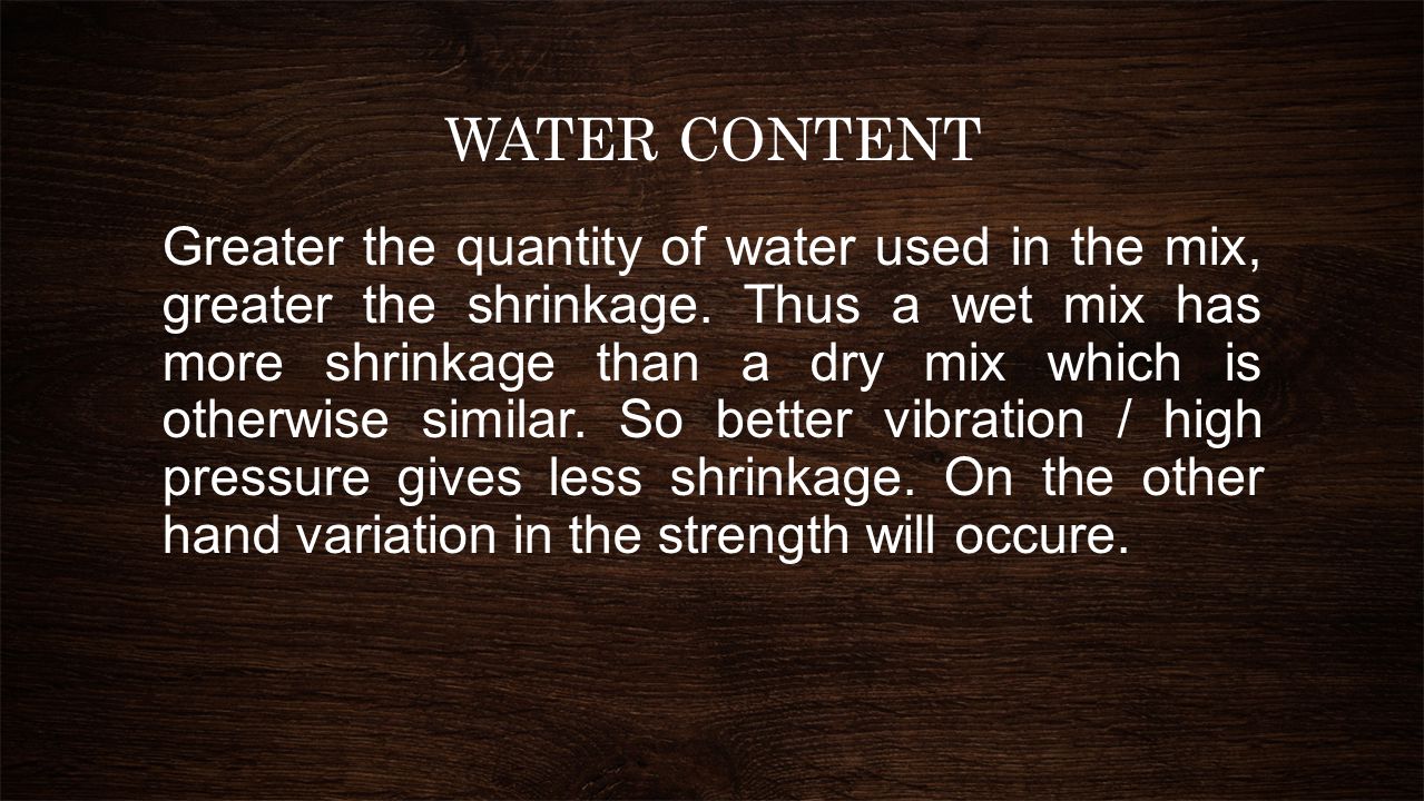 WATER CONTENT