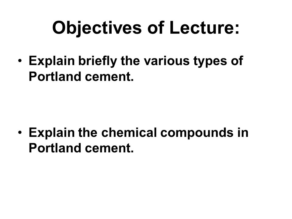 Objectives of Lecture: