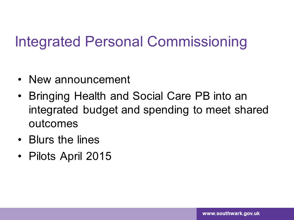Integrated Personal Commissioning