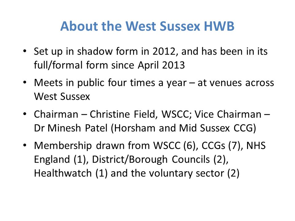 About the West Sussex HWB