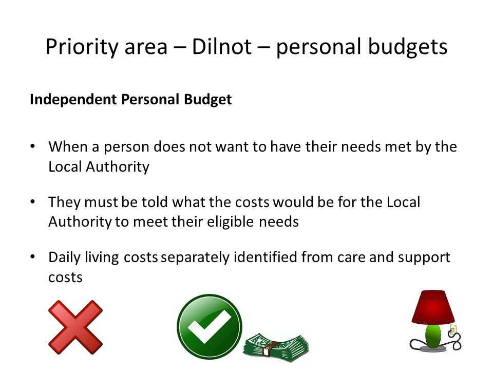 Priority area – Dilnot – personal budgets