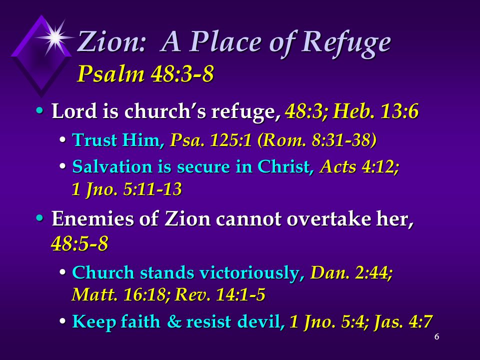 Zion: A Place of Refuge Psalm 48:3-8