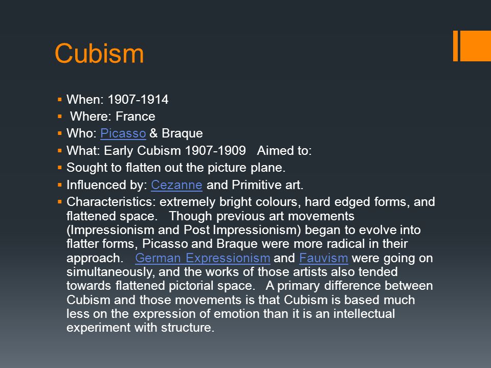 what are the characteristics of cubism