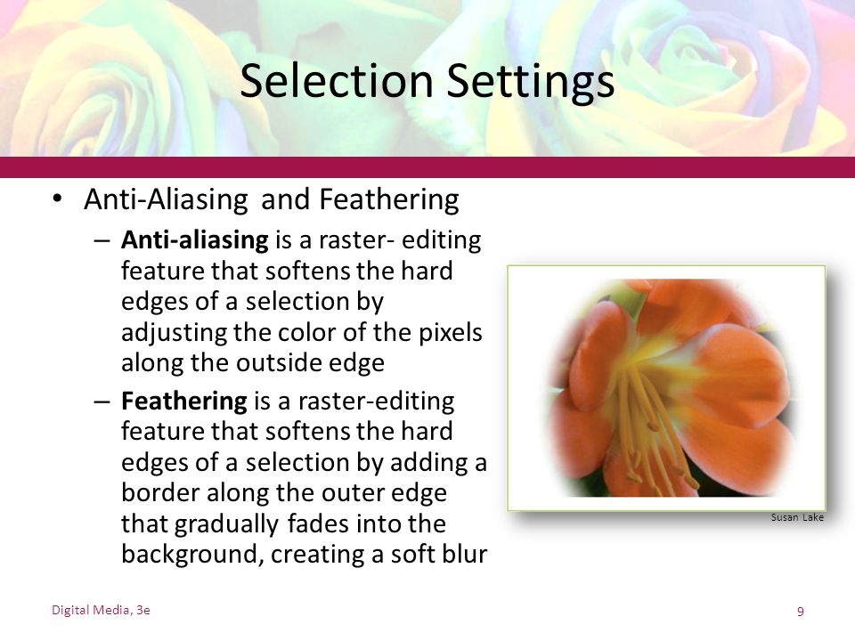 Selection Settings Anti-Aliasing and Feathering