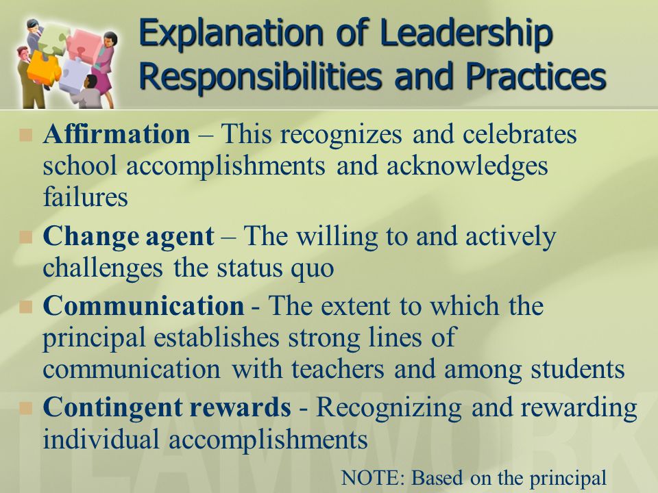 Explanation of Leadership Responsibilities and Practices