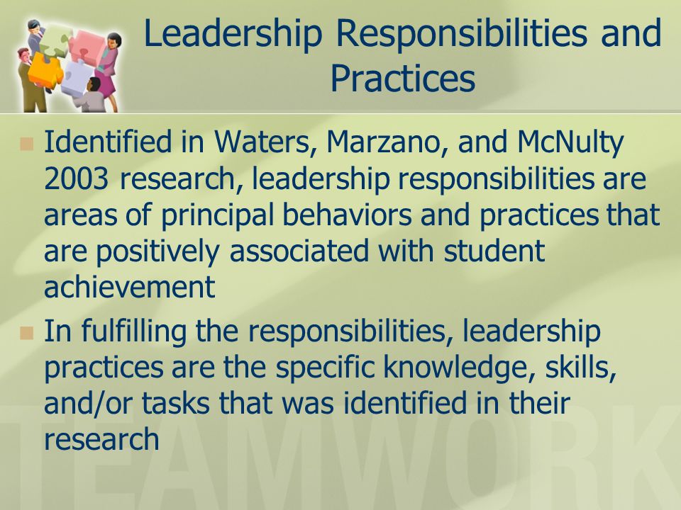 Leadership Responsibilities and Practices