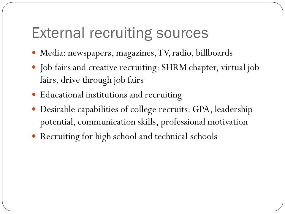 External recruiting sources