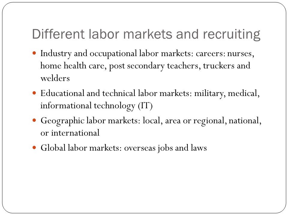 Different labor markets and recruiting