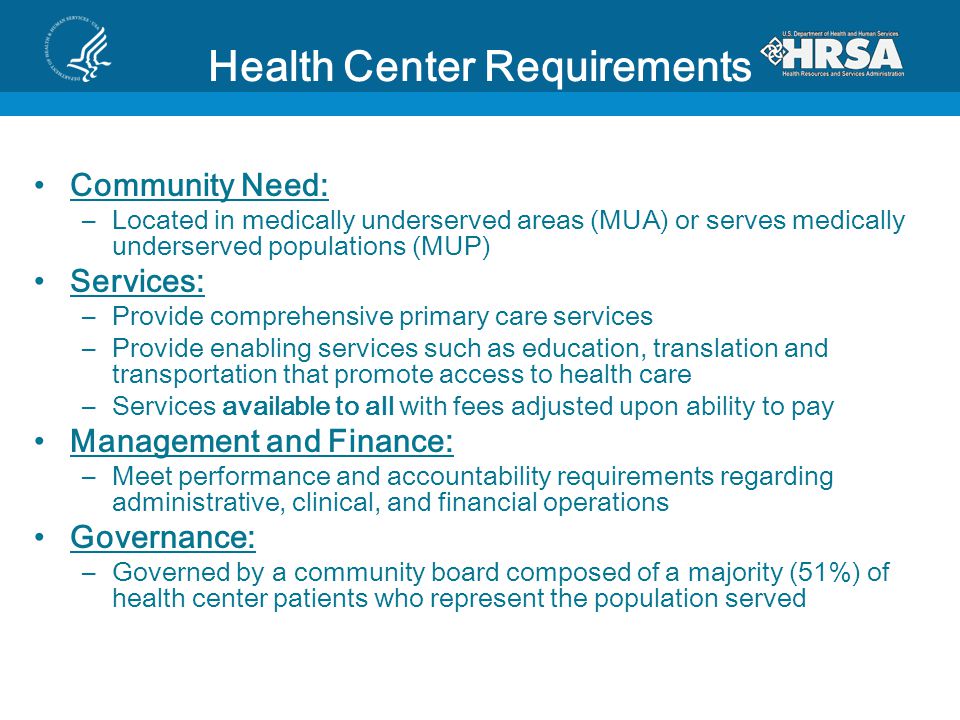 Health Center Requirements