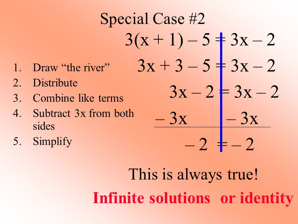 Infinite solutions or identity