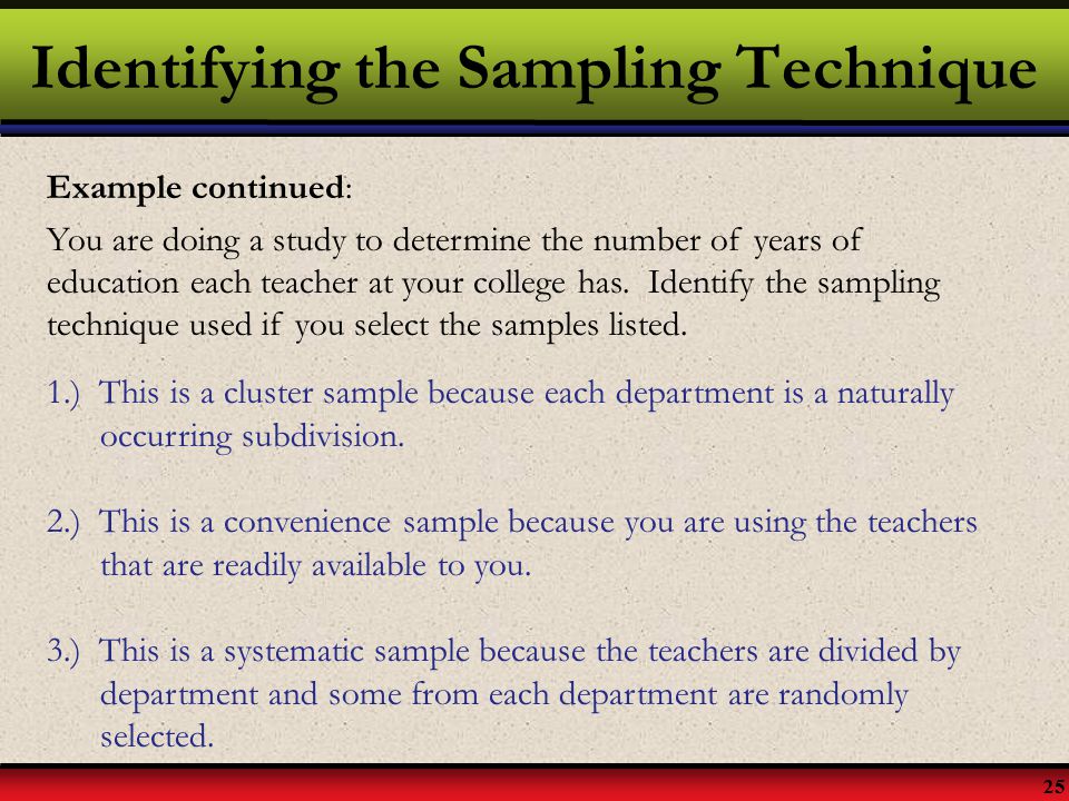 Identifying the Sampling Technique