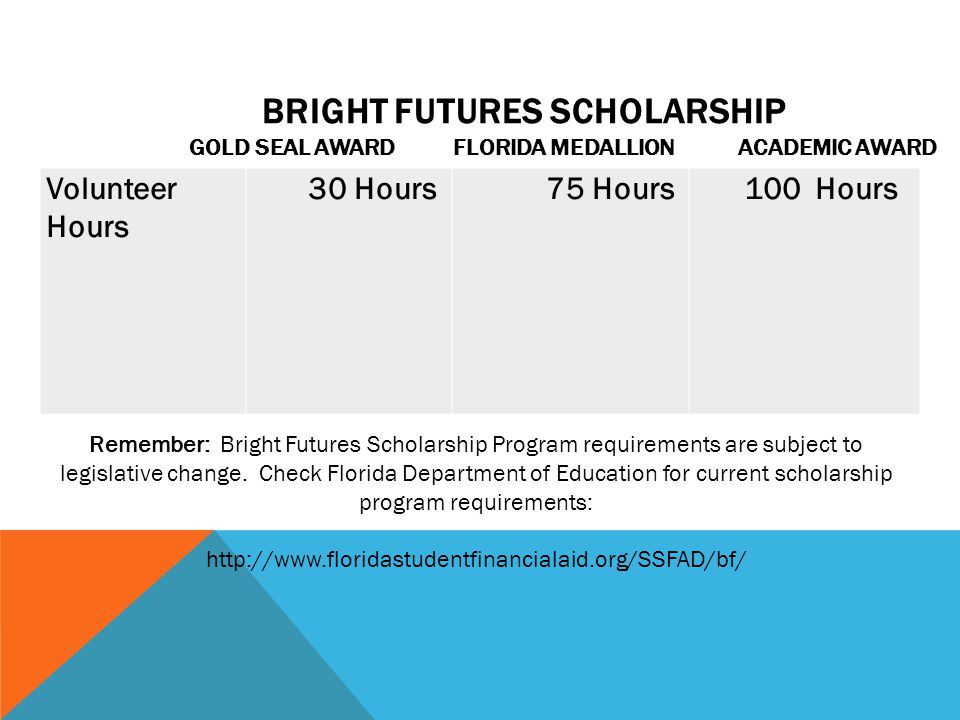 Bright Futures Scholarship Gold Seal Award Florida Medallion Academic Award