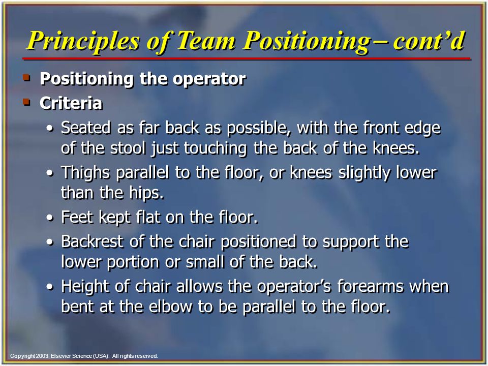 Principles of Team Positioning- cont’d