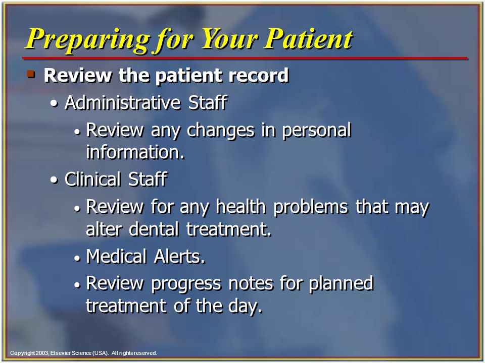 Preparing for Your Patient