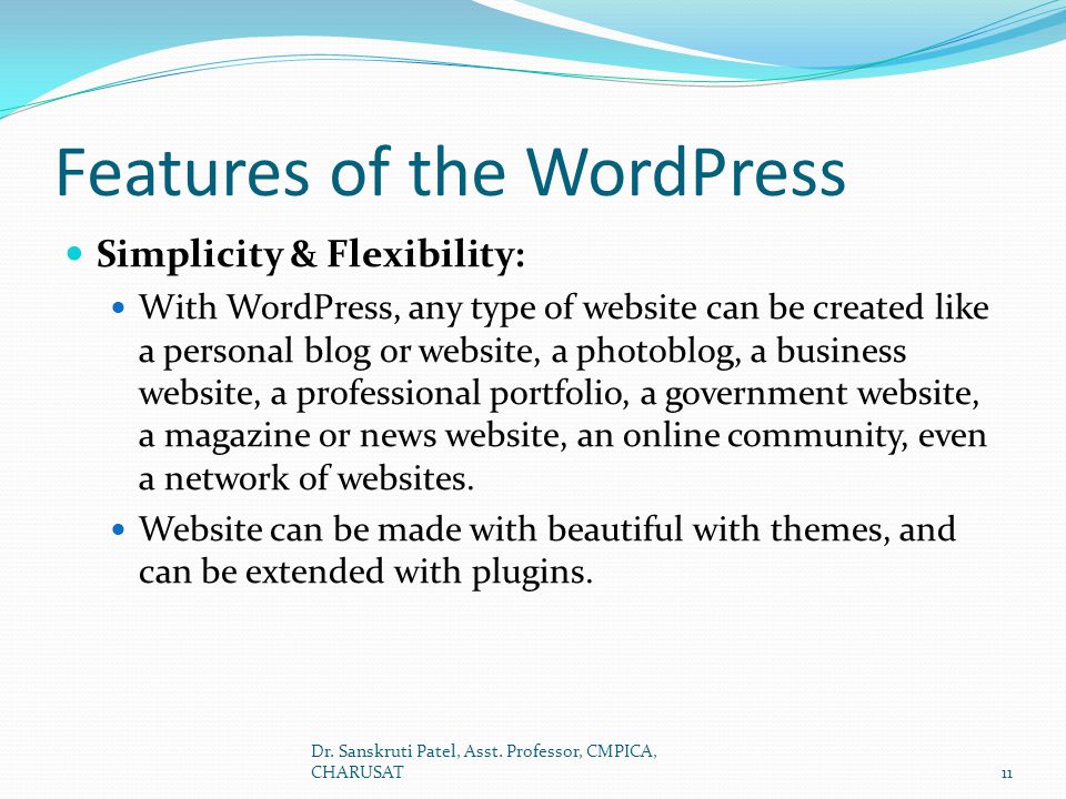 Features of the WordPress