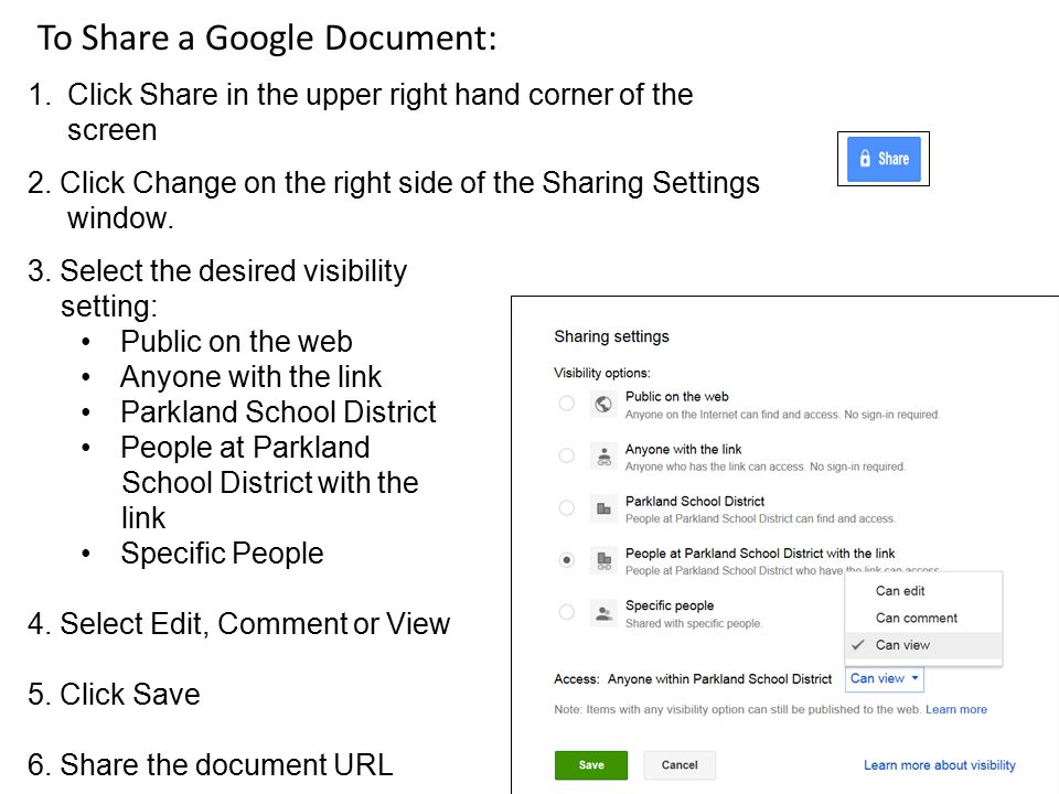 To Share a Google Document:
