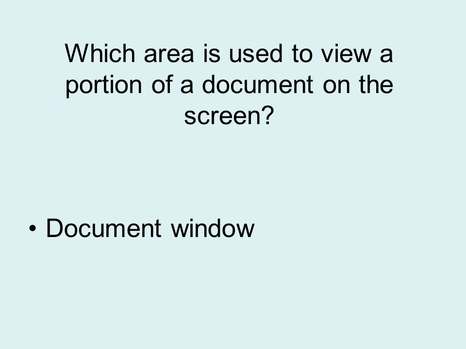 Which area is used to view a portion of a document on the screen