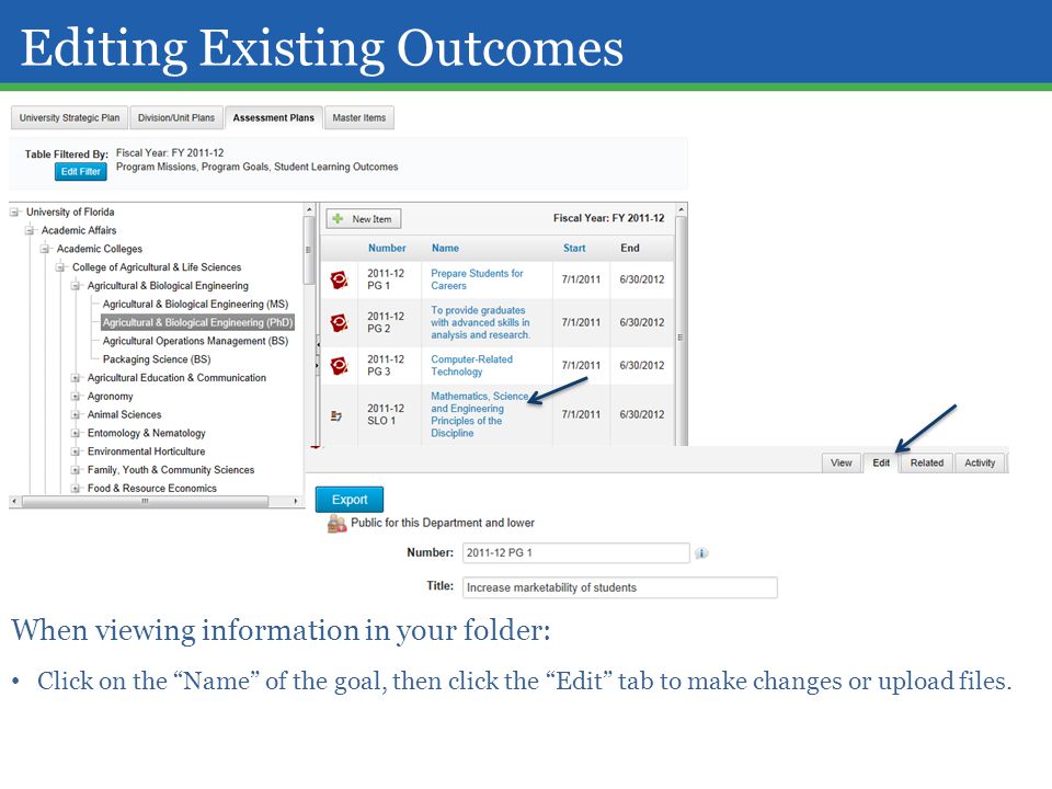 Editing Existing Outcomes