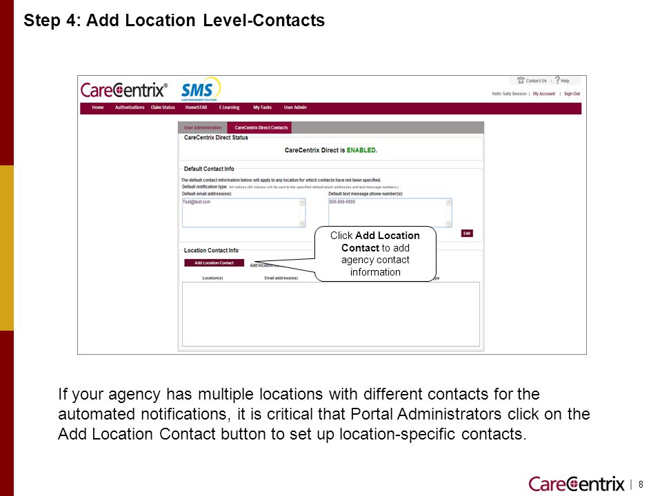 Step 4: Add Location Level-Contacts