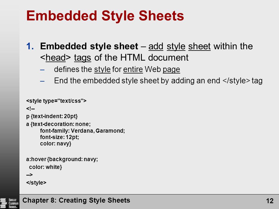 Chapter 8 Creating Style Sheets. - ppt video online download