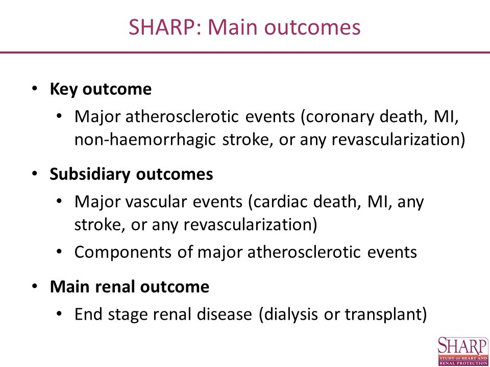 SHARP: Main outcomes Key outcome