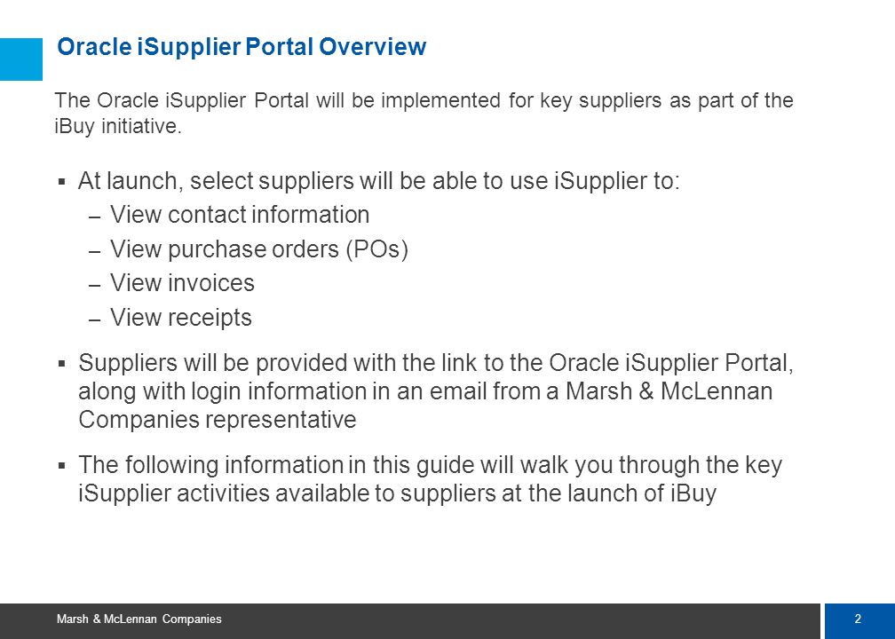 Oracle iSupplier Portal Overview