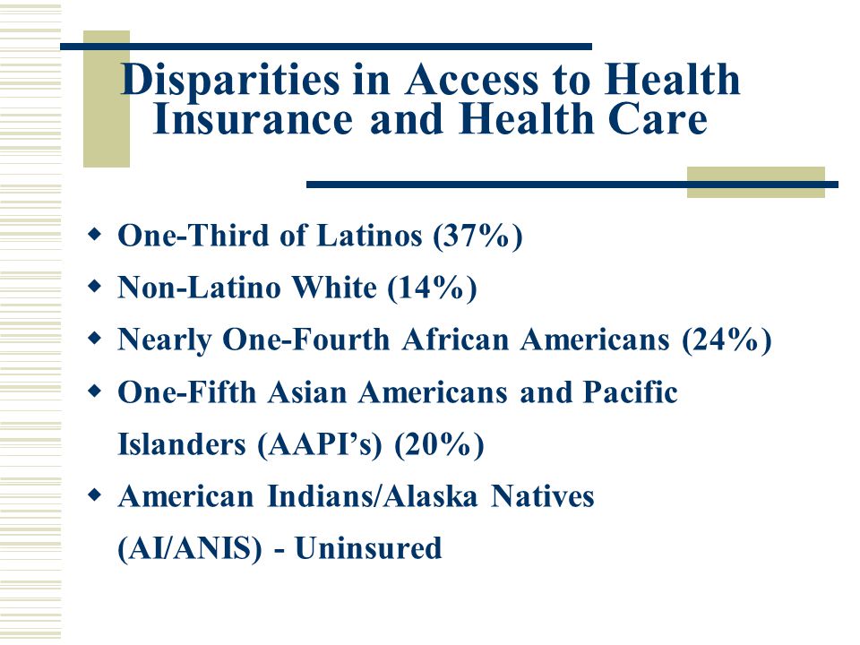 Disparities in Access to Health Insurance and Health Care
